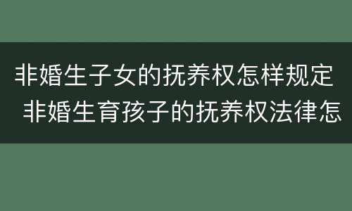非婚生子女的抚养权怎样规定 非婚生育孩子的抚养权法律怎么规定的