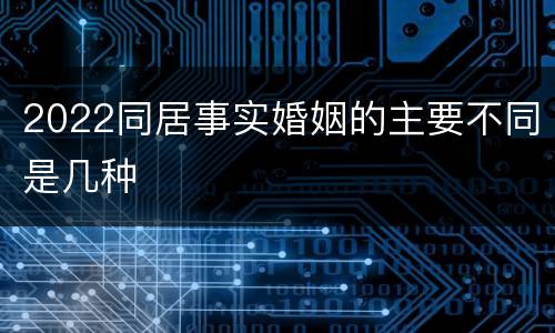 2022同居事实婚姻的主要不同是几种