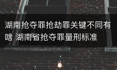 湖南抢夺罪抢劫罪关键不同有啥 湖南省抢夺罪量刑标准