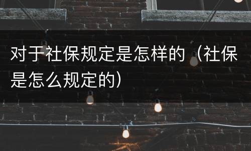 对于社保规定是怎样的（社保是怎么规定的）