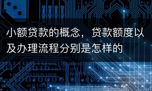 小额贷款的概念，贷款额度以及办理流程分别是怎样的
