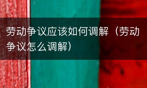 劳动争议应该如何调解（劳动争议怎么调解）