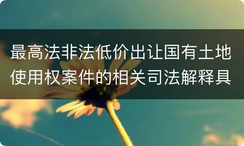 最高法非法低价出让国有土地使用权案件的相关司法解释具体有哪些重要内容