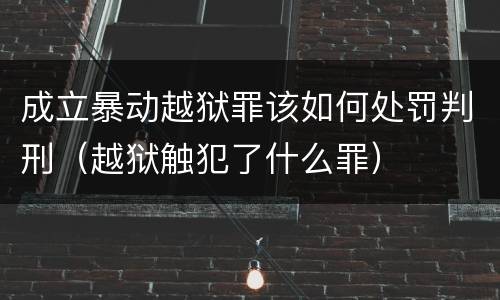 成立暴动越狱罪该如何处罚判刑（越狱触犯了什么罪）