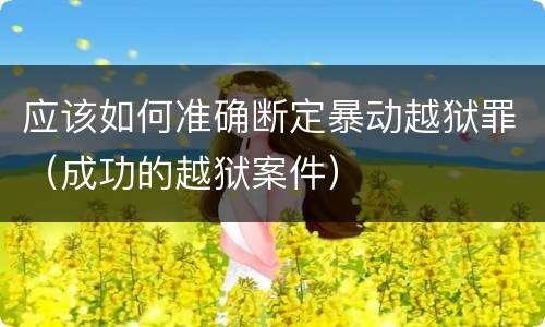 应该如何准确断定暴动越狱罪（成功的越狱案件）