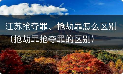 江苏抢夺罪、抢劫罪怎么区别（抢劫罪抢夺罪的区别）