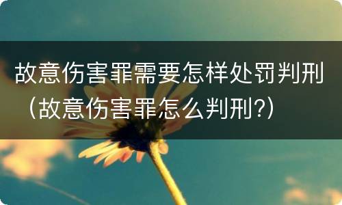 故意伤害罪需要怎样处罚判刑（故意伤害罪怎么判刑?）