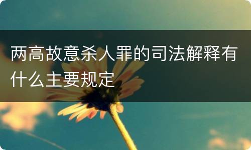 两高故意杀人罪的司法解释有什么主要规定