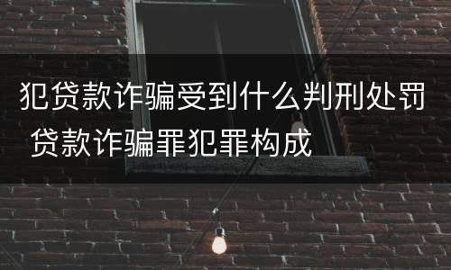 犯贷款诈骗受到什么判刑处罚 贷款诈骗罪犯罪构成