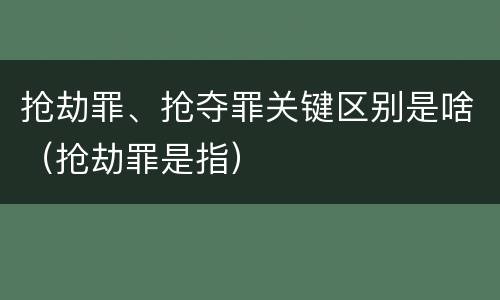 抢劫罪、抢夺罪关键区别是啥（抢劫罪是指）