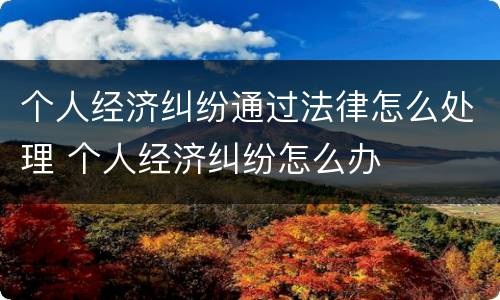 个人经济纠纷通过法律怎么处理 个人经济纠纷怎么办