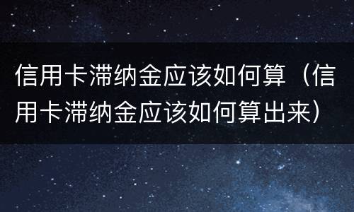 信用卡滞纳金应该如何算（信用卡滞纳金应该如何算出来）