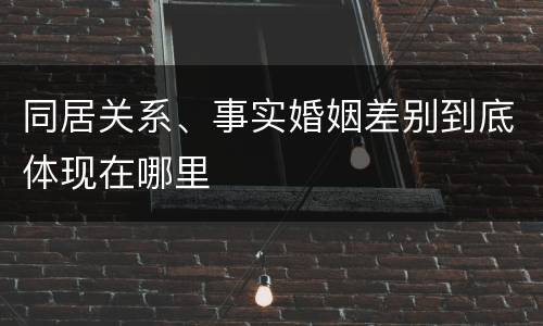 同居关系、事实婚姻差别到底体现在哪里