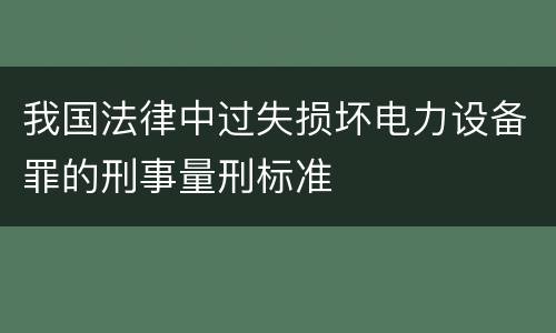 我国法律中过失损坏电力设备罪的刑事量刑标准
