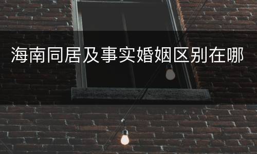 海南同居及事实婚姻区别在哪