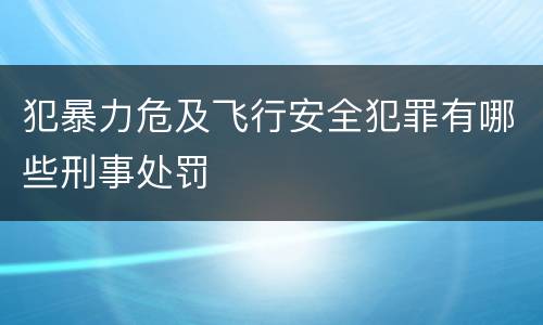犯暴力危及飞行安全犯罪有哪些刑事处罚