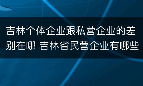 吉林个体企业跟私营企业的差别在哪 吉林省民营企业有哪些