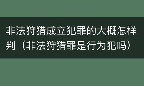 非法狩猎成立犯罪的大概怎样判（非法狩猎罪是行为犯吗）