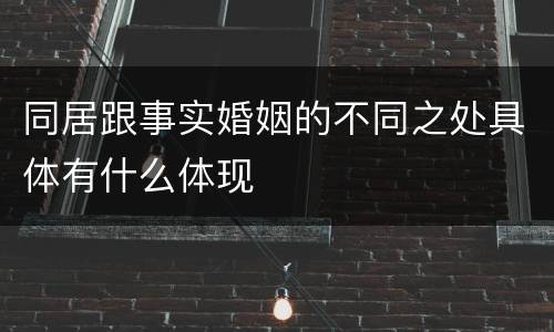 同居跟事实婚姻的不同之处具体有什么体现