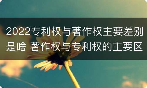 2022专利权与著作权主要差别是啥 著作权与专利权的主要区别