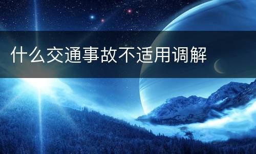 什么交通事故不适用调解
