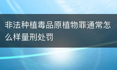 非法种植毒品原植物罪通常怎么样量刑处罚