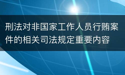 刑法对非国家工作人员行贿案件的相关司法规定重要内容