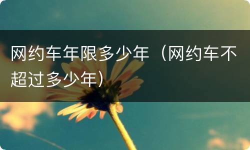 网约车年限多少年（网约车不超过多少年）