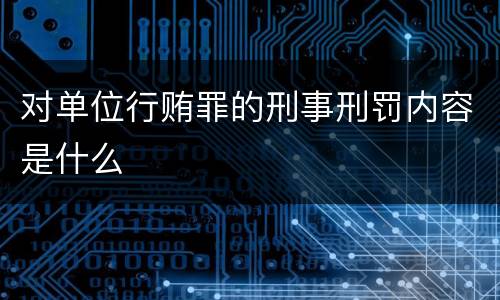 对单位行贿罪的刑事刑罚内容是什么