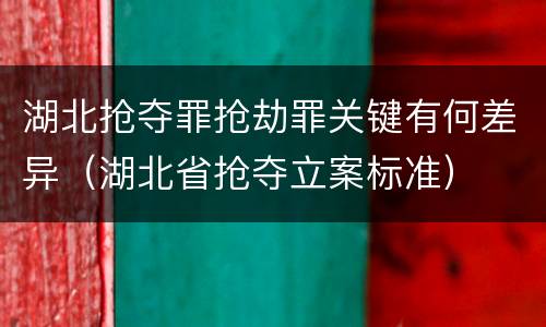 湖北抢夺罪抢劫罪关键有何差异（湖北省抢夺立案标准）