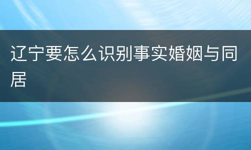 辽宁要怎么识别事实婚姻与同居