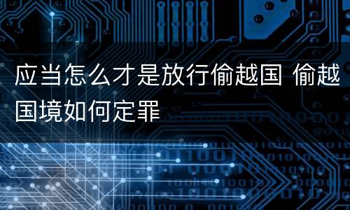 应当怎么才是放行偷越国 偷越国境如何定罪