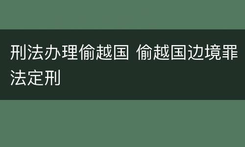 刑法办理偷越国 偷越国边境罪法定刑