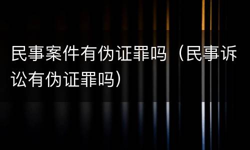 民事案件有伪证罪吗（民事诉讼有伪证罪吗）