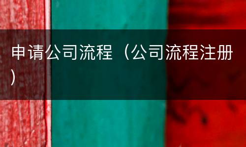 申请公司流程（公司流程注册）