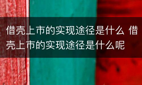 借壳上市的实现途径是什么 借壳上市的实现途径是什么呢