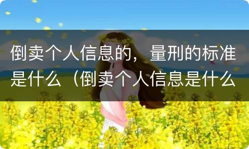 倒卖个人信息的，量刑的标准是什么（倒卖个人信息是什么意思）