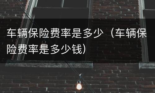 车辆保险费率是多少（车辆保险费率是多少钱）