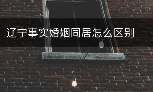 辽宁事实婚姻同居怎么区别