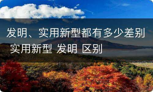 发明、实用新型都有多少差别 实用新型 发明 区别