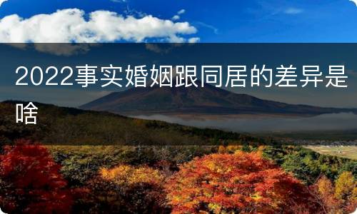 2022事实婚姻跟同居的差异是啥