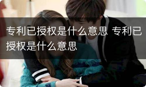 专利已授权是什么意思 专利已授权是什么意思