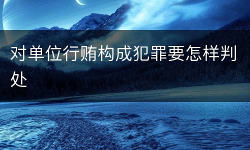 对单位行贿构成犯罪要怎样判处