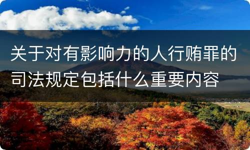 关于对有影响力的人行贿罪的司法规定包括什么重要内容