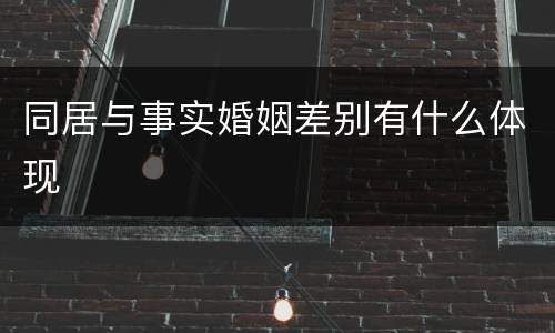 同居与事实婚姻差别有什么体现