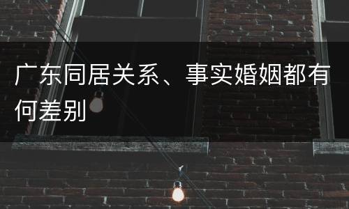 广东同居关系、事实婚姻都有何差别