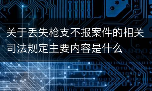 关于丢失枪支不报案件的相关司法规定主要内容是什么