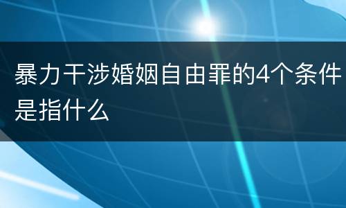 暴力干涉婚姻自由罪的4个条件是指什么