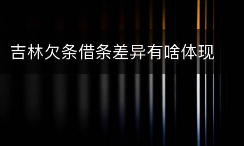 吉林欠条借条差异有啥体现