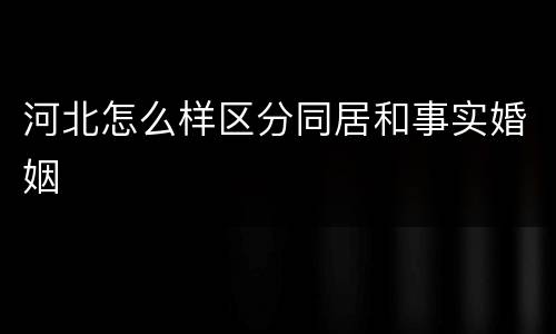 河北怎么样区分同居和事实婚姻